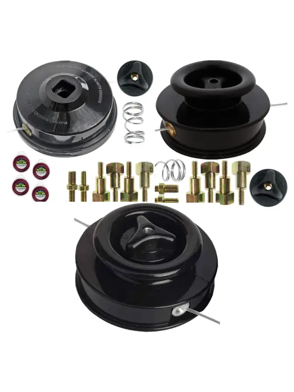Universal Dual-Line Manual Feed Trimmer Head with Bolts + 4×15 m Line