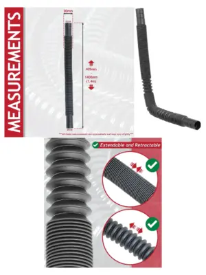 Universal Extendable Bath Sink Overflow Hose Flexible 405mm-1400mm