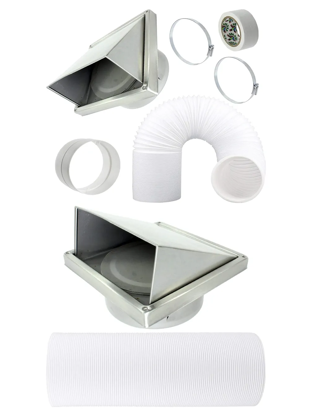 Universal Exterior Wall Dryer Vent Kit with 5m Stainless Steel Hose