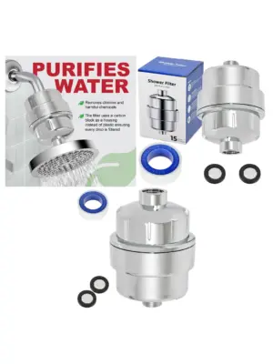 Universal Fit Chrome Shower Head Filter Hard Water Softener