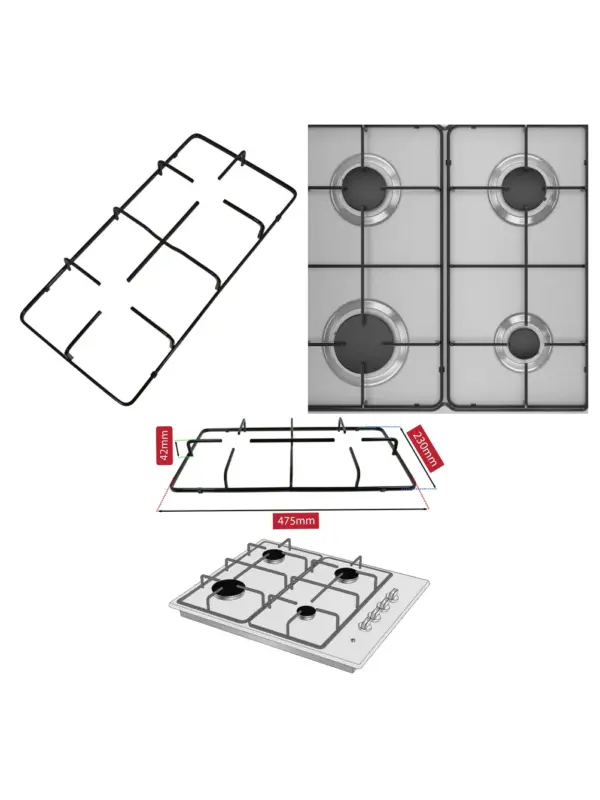 Universal Gas Cooker Burner Grate Stand 475mm x 230mm Hob Pan Support