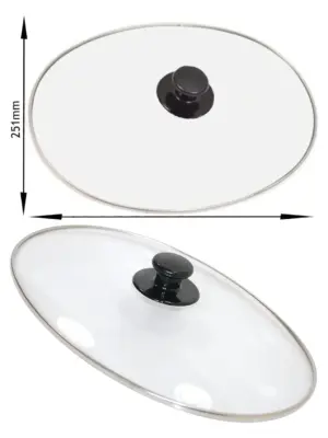 Universal Glass Slow Cooker Lid 331x251x45mm Replacement