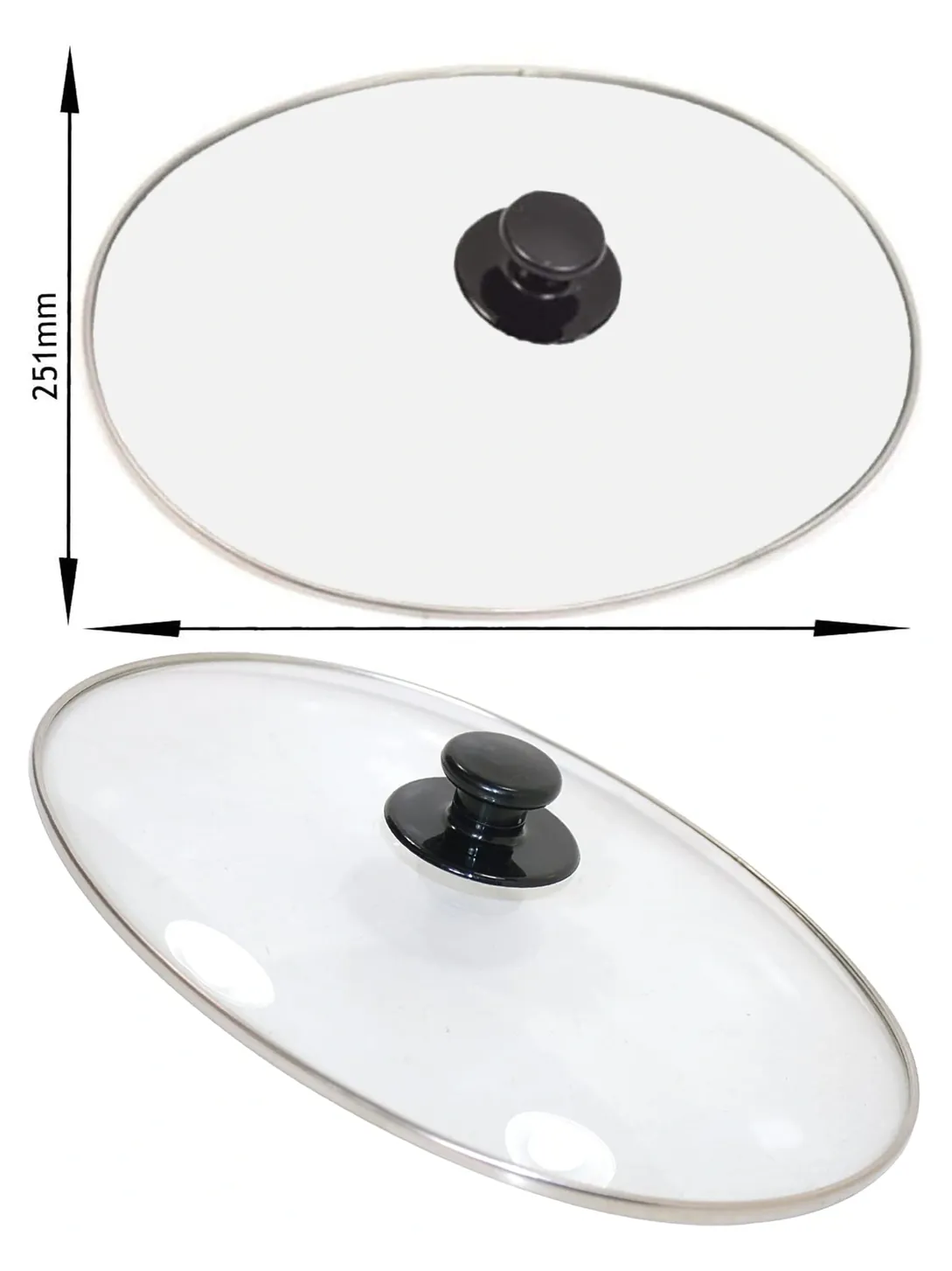Universal Glass Slow Cooker Lid 331x251x45mm Replacement