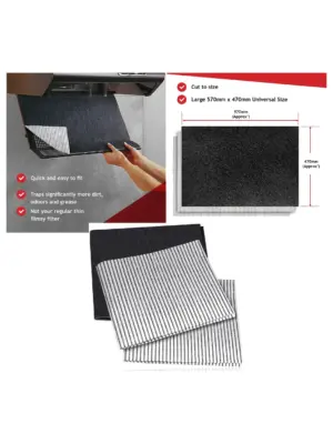 Universal Kitchen Hood Filter Kit – 2 Grease & 1 Odour Filter