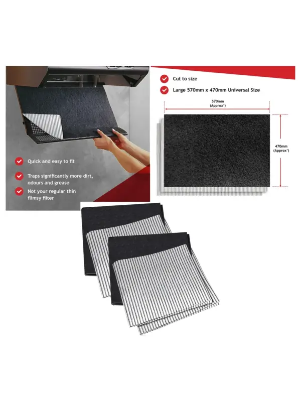 Universal Kitchen Hood Filter Kit – 4 Grease & 2 Carbon Filters