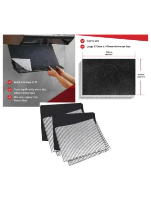 Universal Kitchen Hood Filter Kit – 4 Grease & 2 Odour Filters for Fans