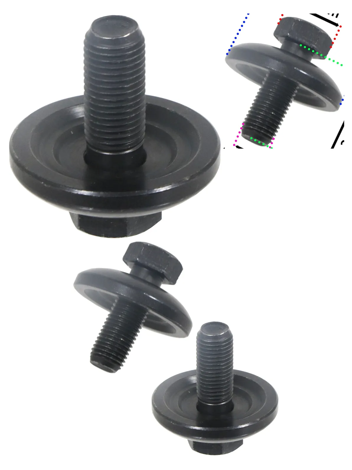 Universal M10 Lawn Mower Blade Bolt Set - 2 Bolts and Washers
