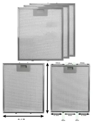 Universal Metal Mesh Cooker Hood Filter – 305×267 mm, 3‑Pack
