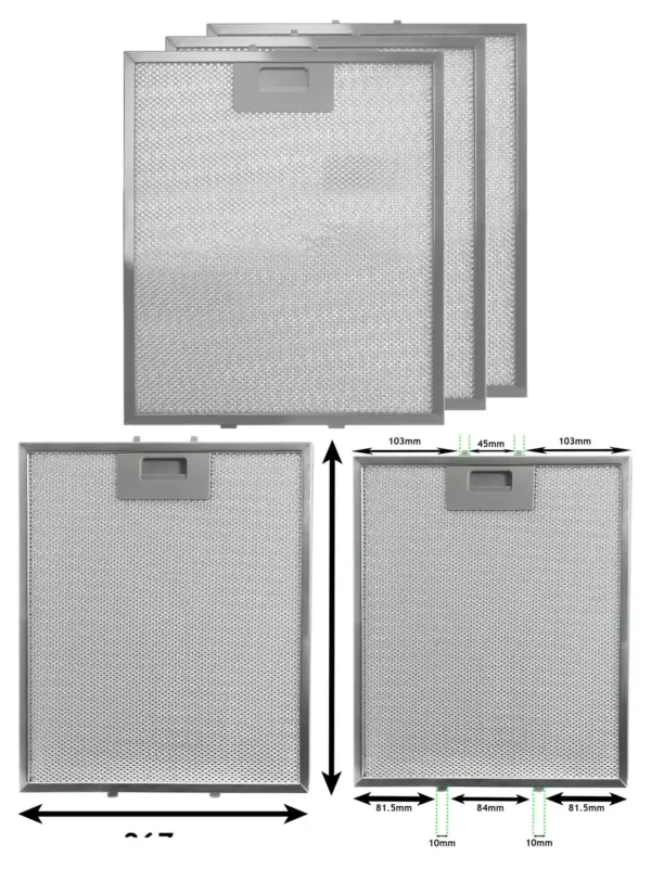 Universal Metal Mesh Cooker Hood Filter – 305×267 mm, 3‑Pack