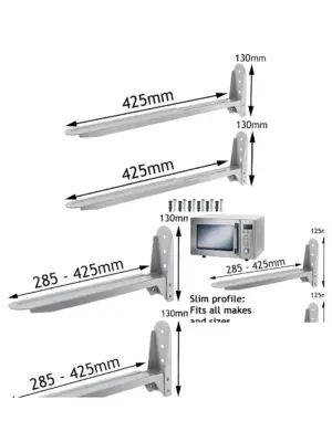 Universal Silver Microwave Wall Mount Bracket Set - 2 Brackets
