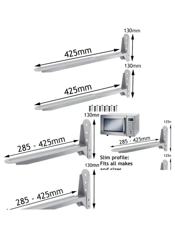 Universal Silver Microwave Wall Mount Bracket Set - 2 Brackets