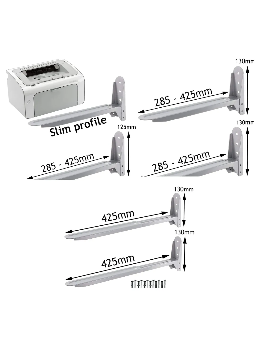Universal Silver Wall-Mount Brackets for Printer & Scanner – Set of 2