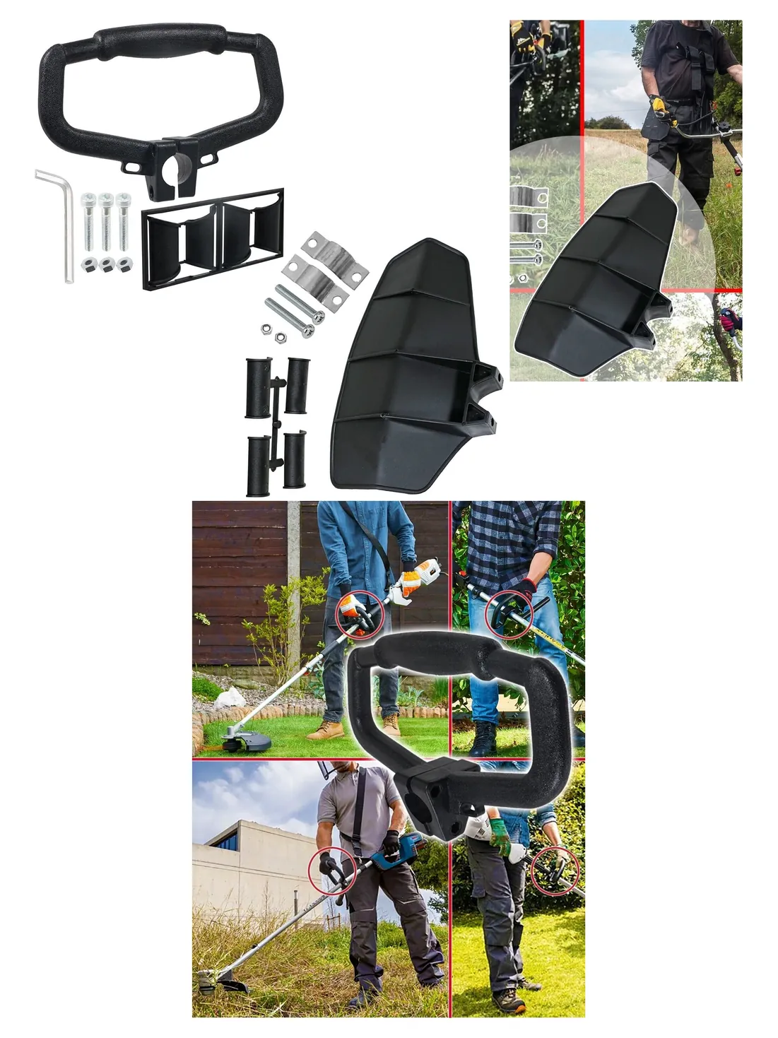 Universal Strimmer Grip Handle & Blade Guard – 24‑28mm Pole Reducer