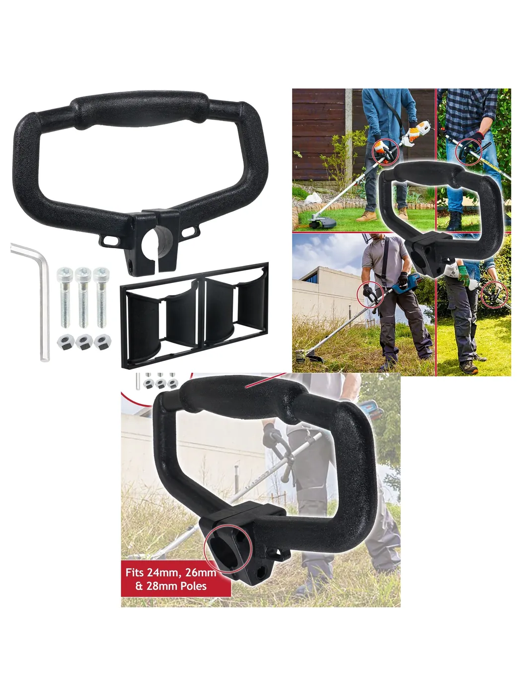Universal Trimmer Handle Kit – 24-28mm Brushcutter Pole Shaft