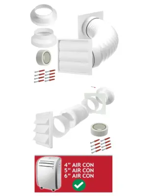 Universal White AC Wall Vent Kit – 100‑150mm Duct for Exterior