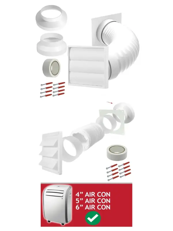 Universal White AC Wall Vent Kit – 100‑150mm Duct for Exterior