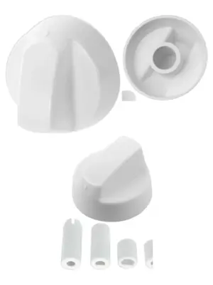 Universal White Control Knob & Adapter for Proline Oven Hob