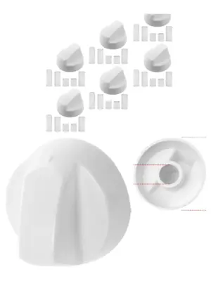 Universal White Control Knob & Adapter Set – 6 for Frigidaire Oven/Hob
