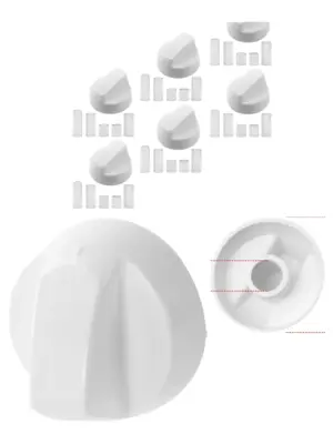 Universal White Control Knob & Adapter Set for Beko Oven & Hob – 6 pcs