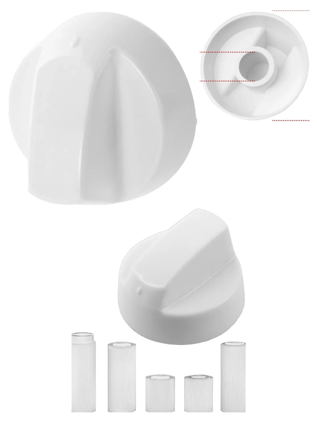 Universal White Control Knob & Adaptor Set for Hotpoint Oven & Hob