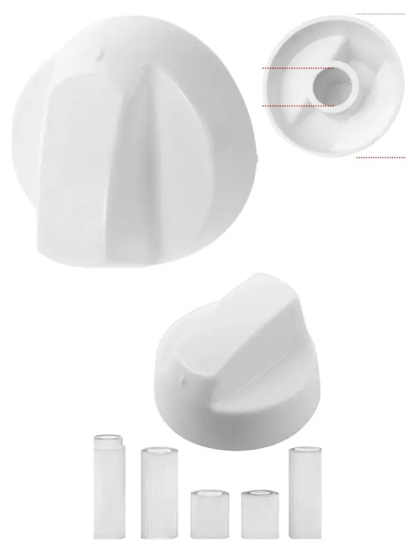 Universal White Control Knob with Adapters for Ariston Oven & Hob