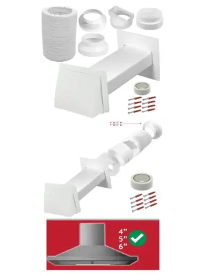 Universal White Cooker Hood External Wall Vent Kit – 100‑150mm Duct