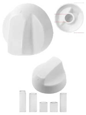 Universal White Replacement Control Knob & Adapter for Gorenje Oven Hob