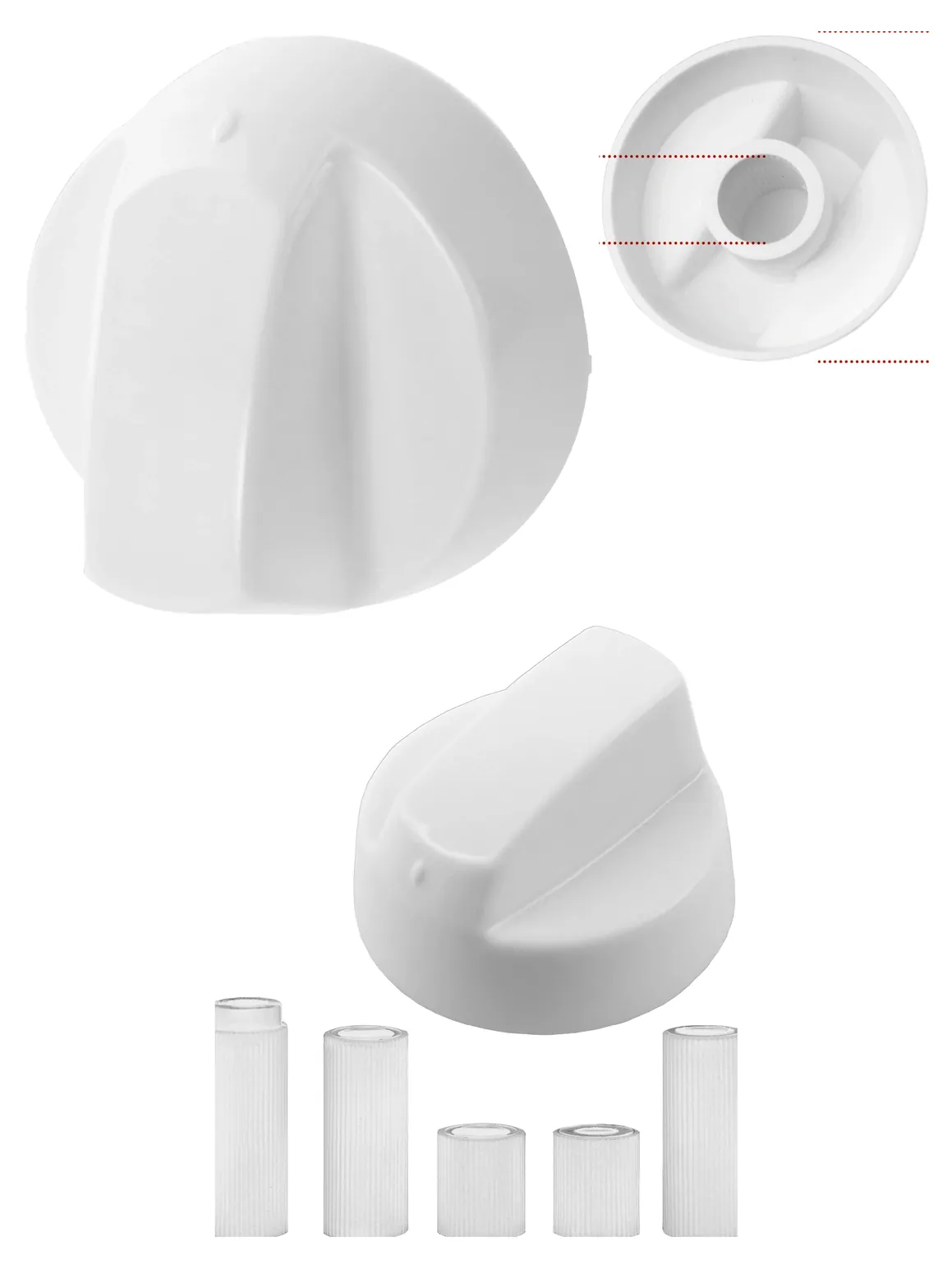 Universal White Replacement Control Knob & Adapter for Gorenje Oven Hob