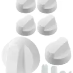 Universal White Stove Control Knob and Adapter Set 4 pcs for Oven Hob