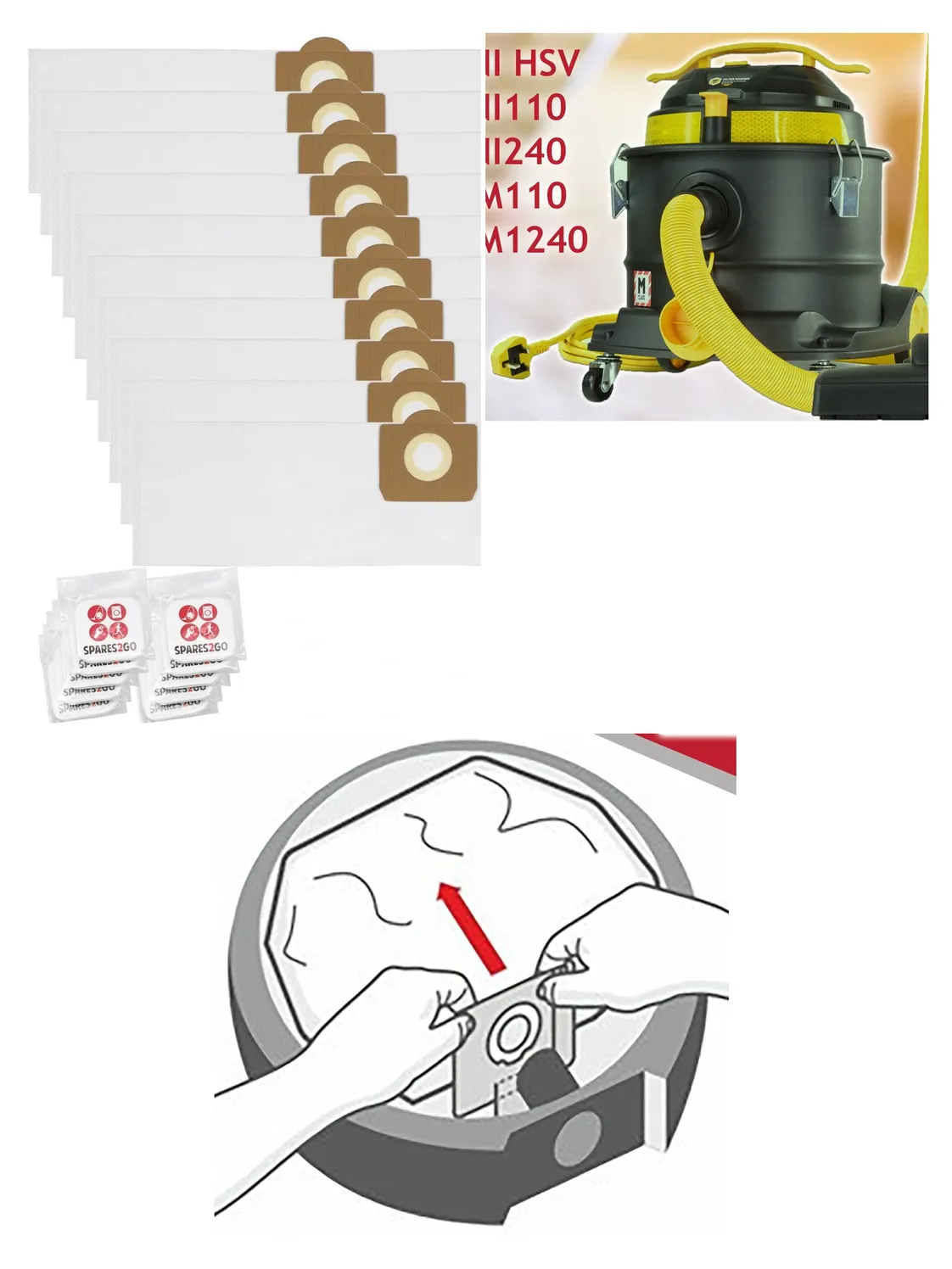 V‑TUF Mini M Class Dust Bags for VTM110 Vacuum – Pack of 10 + Fresheners
