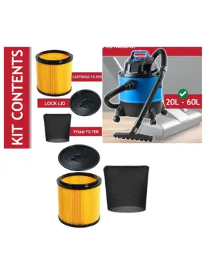 Vacmaster Wet/Dry Cartridge Filter Kit – Fits 20‑60 L Vacuum Cleaners