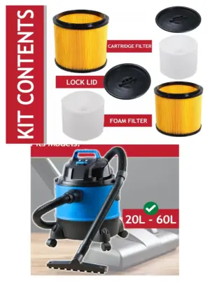 Vacmaster Wet/Dry Cartridge Filter with Foam Sleeve Fits 20‑60L