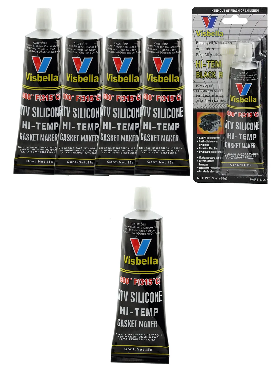Visbella Silicone Engine Sealant Heat Resistant -80°F to 600°F, 4-Pack