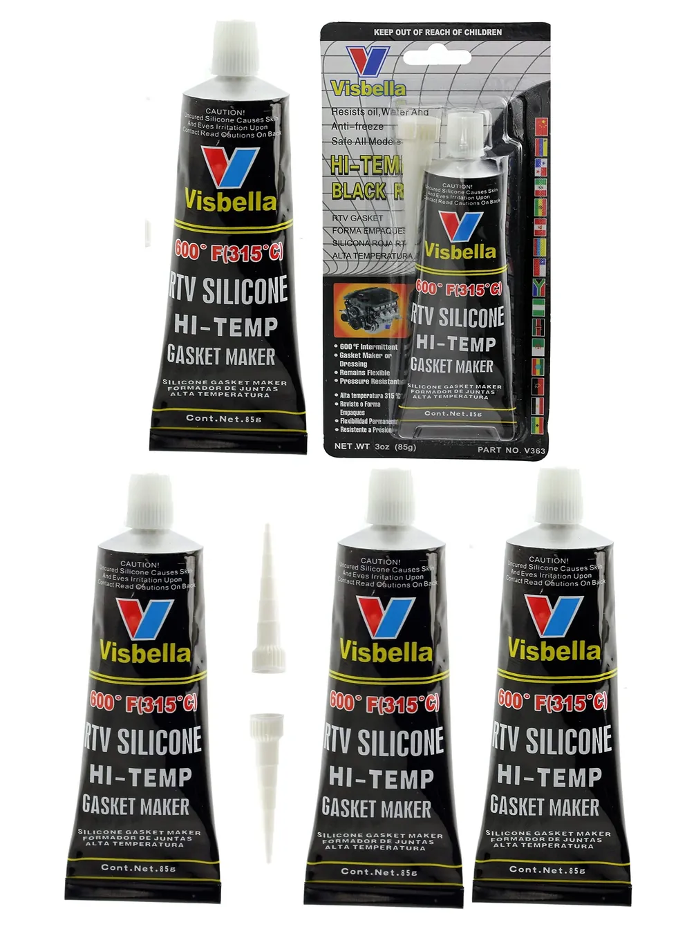 Visbella Silicone Gasket Sealant – Black, 2 Pack