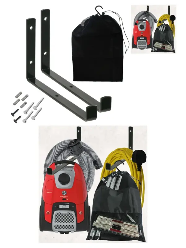 Wall-Mount Steel Tool Organizer with Vacuum Storage Brackets