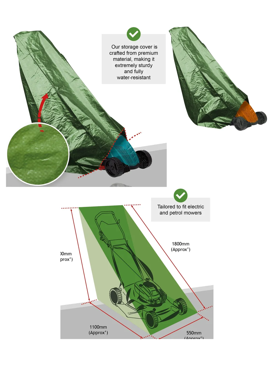 Waterproof FLYMO Lawn Mower Cover – Fits Small, Medium & Large Mowers