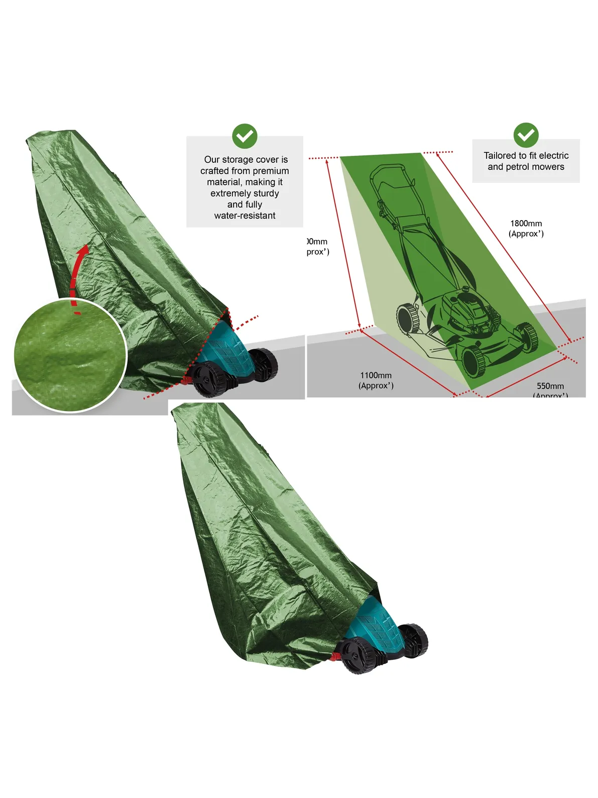 Waterproof Universal Lawn Mower Cover for Petrol & Electric Push Mowers