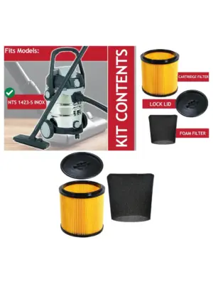 Wet/Dry Cartridge Filter Set for Grizzly NTS 1423‑S Inox Vacuum