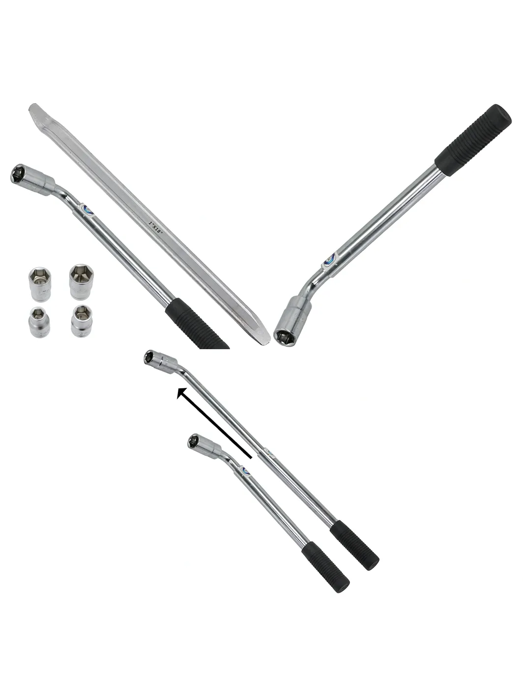 Wheel Nut Socket Wrench 17/19mm + 18mm Tire Iron, 10‑13mm Set