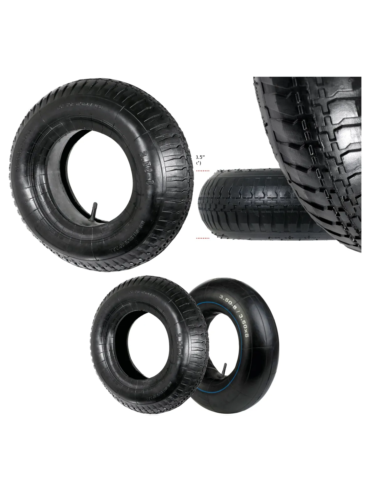 Wheelbarrow Tire and Inner Tube Replacement 3.5‑8, 35 PSI