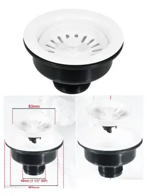 White 1-1/2 BSP Sink Strainer Plug for Kitchen & Bathroom Basins