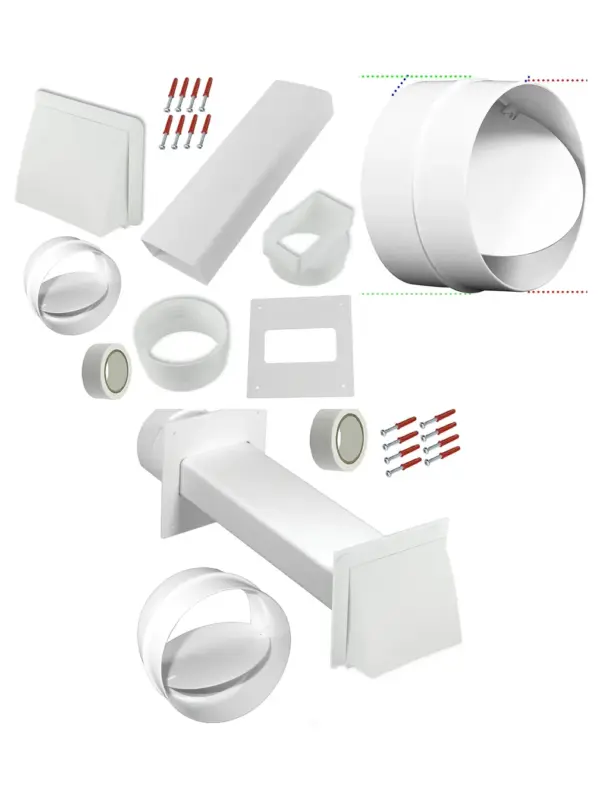 White 4" Dryer Vent Kit with Backdraft Flap – Exterior Wall Duct