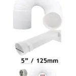 White 5m Exterior Wall Vent Kit with Hose for Kitchen Hood & Dryer