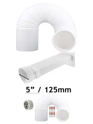 White 5m Exterior Wall Vent Kit with Hose for Kitchen Hood & Dryer