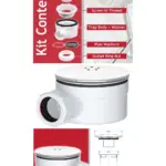 White 90mm Dome Shower Drain Trap Kit – Luxury Water Waste 1.5