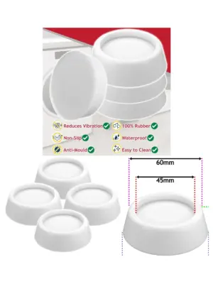 White Anti-Vibration Rubber Feet Non-Slip Shock Absorber Pads 4-Pack