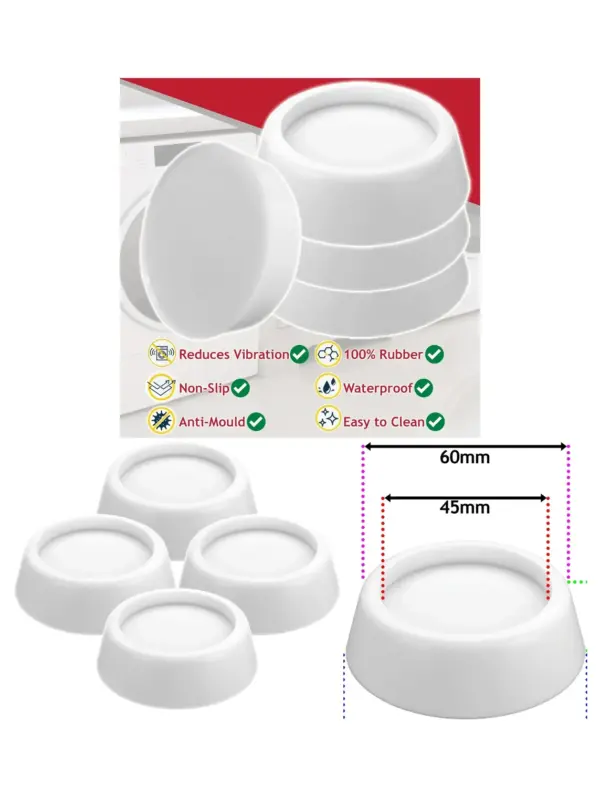 White Anti-Vibration Rubber Feet Non-Slip Shock Absorber Pads 4-Pack