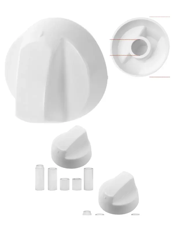White Bosch Oven & Hob Control Knob Set with Adapters