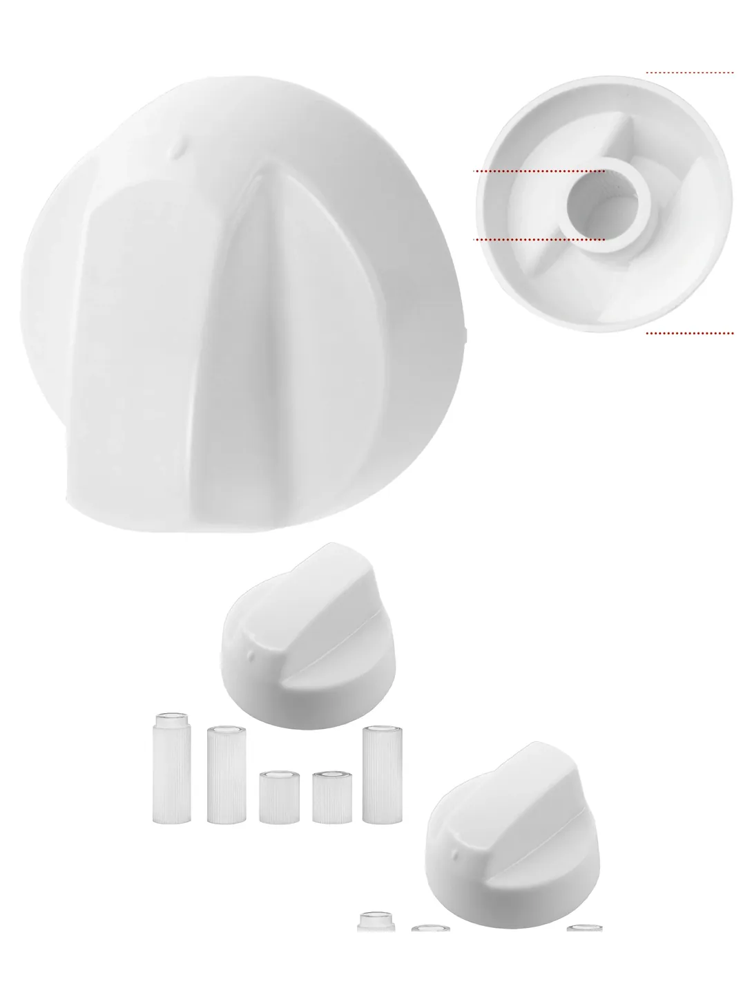 White Bosch Oven & Hob Control Knob Set with Adapters