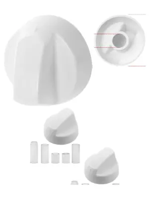 White Control Knob & Adapter Set for Caple Oven/Cooktop - 2 pcs